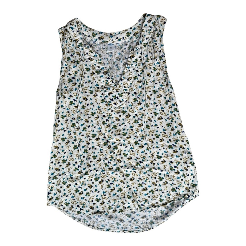 Old Navy Floral Print Tank Top - White and Blue